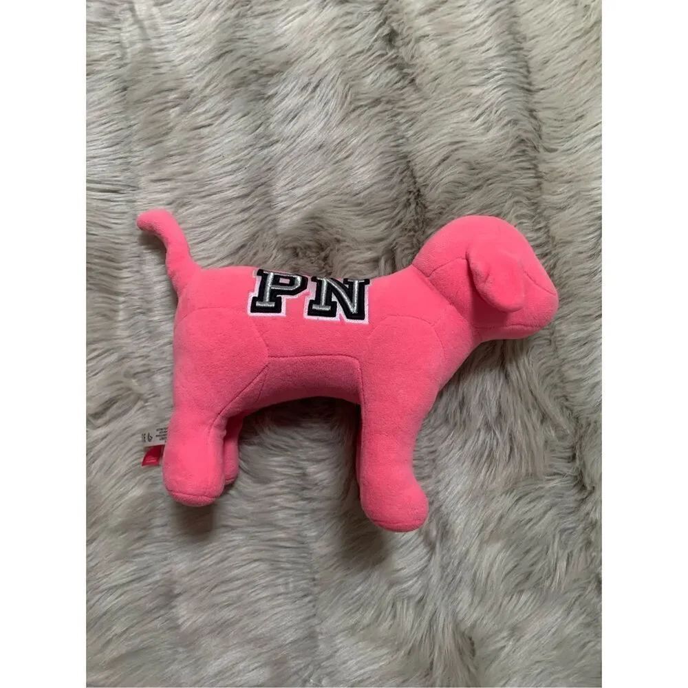 PINK Nation embroidered plush dog
